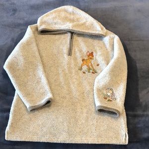 Vintage Disney Bambi Fleece Pullover 1/4 Zip Sweater Adult Size Small